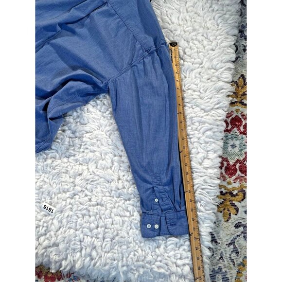 Steve & Barry Mens Casual Shirt Lg Blue Long Sleeve Pocket Solid 100% Cotton - Picture 8 of 10